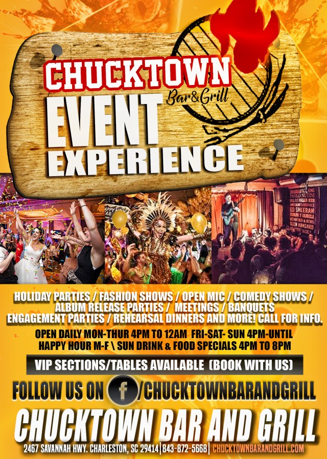 Chucktown bar and grill flyer back